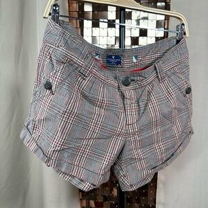 American Eagle Outfitters Brown Red and Cream Check Plaid Shorts Size 10